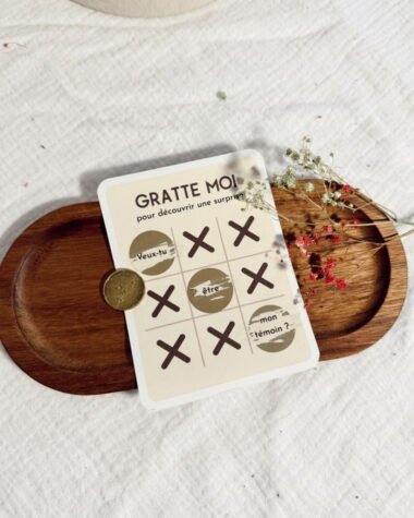 Carte annonce mariage à gratter Tic Tac Toe