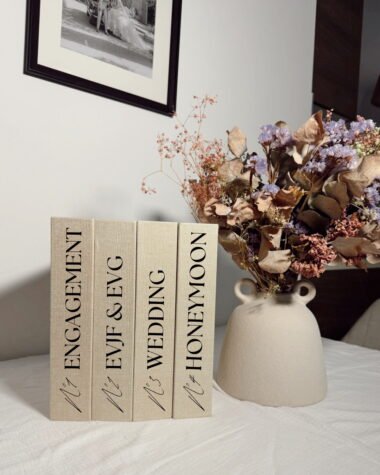 Coffret 4 albums photos effet lin – Collection mariage