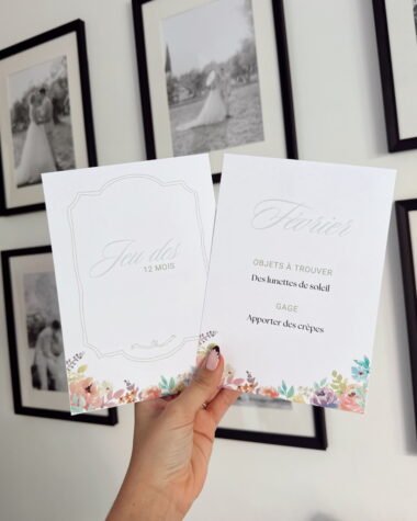 Jeu des 12 mois mariage personnalisé