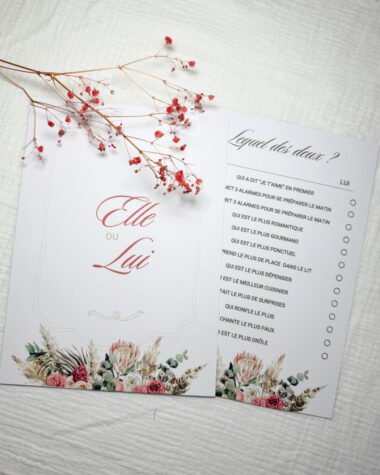 Jeu elle ou lui mariage personnalisé