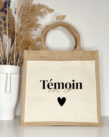 Sac jute & coton Témoin en or