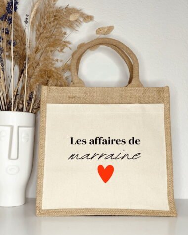 Sac jute & coton Les affaires de marraine